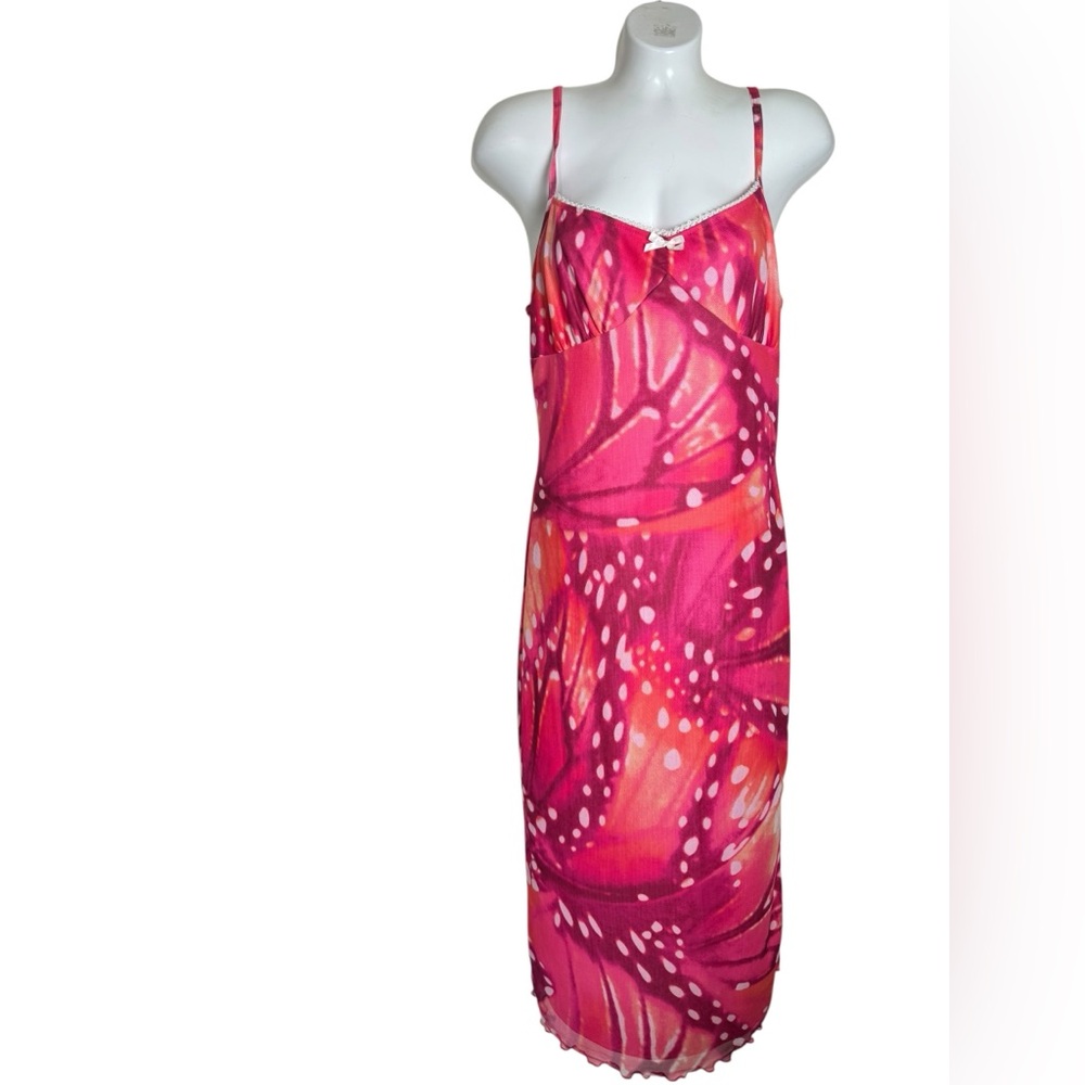 New Thirty Thirty Mesh Butterfly Sleeveless Midi Dress - Picture 3 of 10